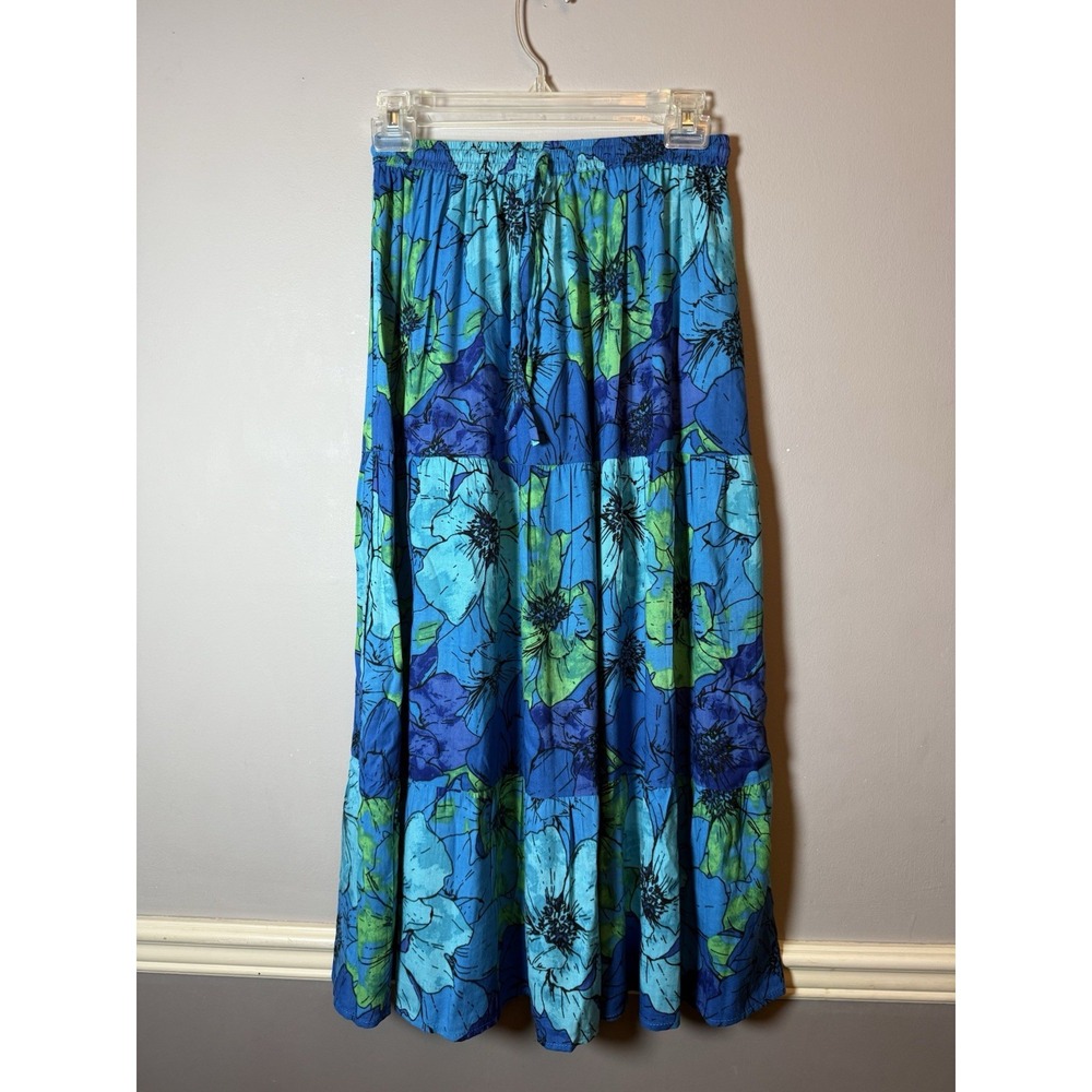 Violet Skies Skirt floral Blue and Green Size Small